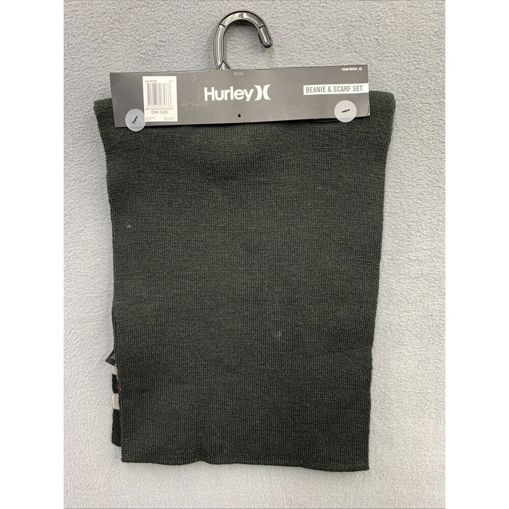 Hurley New York Winter Scarf  ONLY Black Grey Stripe One Size Beanie Is Missing